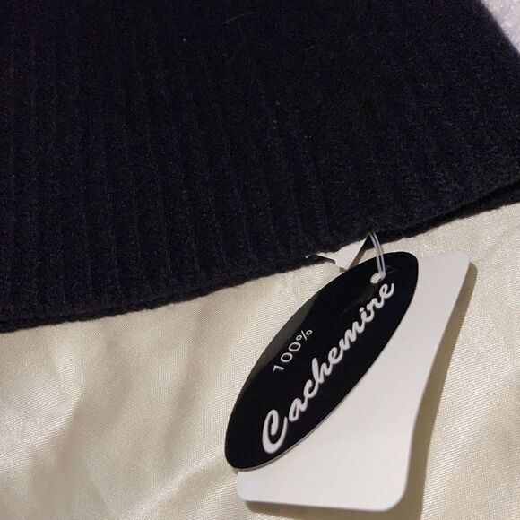 PORTOLANO 100% Cashmere Ribbed Beanie Black Unisex NWT - Picture 9 of 13